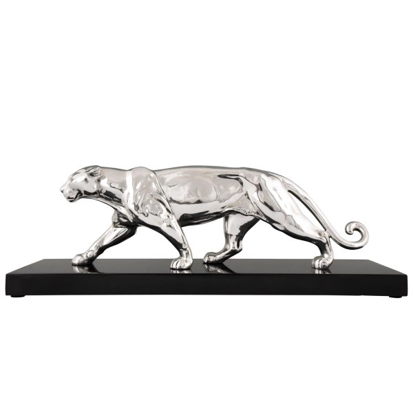 Art Deco silvered sulpture of a panther