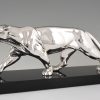 Art Deco silvered sulpture of a panther