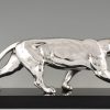 Art Deco silvered sulpture of a panther