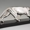 Art Deco silvered sulpture of a panther