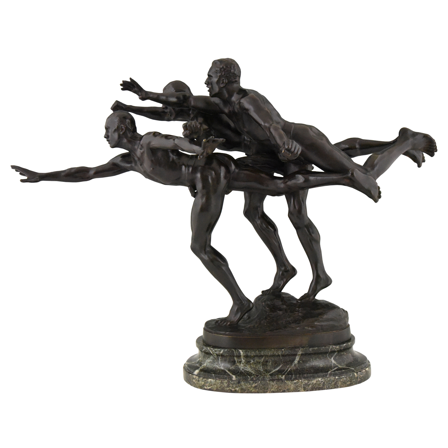Sculpture en bronze 3 athlètes courants AU BUT ou Les coureurs