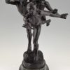 Sculpture en bronze 3 athlètes courants AU BUT ou Les coureurs
