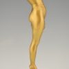 Art Nouveau bronze sculpture calling nude lady