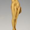 Art Nouveau bronze sculpture calling nude lady