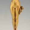 Art Nouveau bronze sculpture calling nude lady
