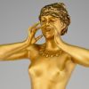 Art Nouveau bronzen sculptuur roepende naakte vrouw