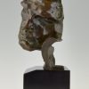 Le Rhone, Art Deco Bronze Skulptur Mannen Kopf