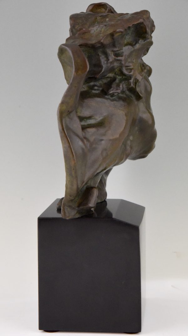 De Rhone, Art Deco bronzen beeld van een man.