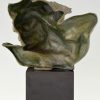 French Art Deco bronze bust of a man, Le Rhone