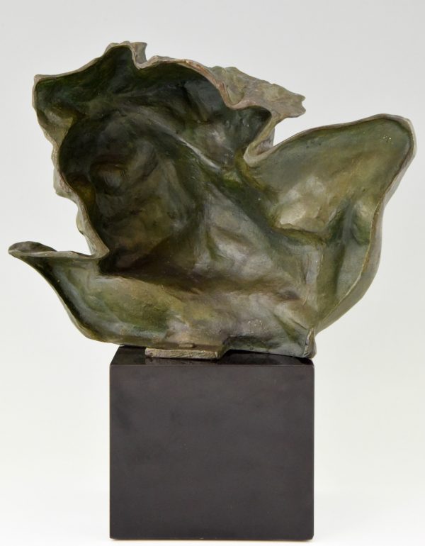 Frans Art Deco bronzen beeld mannen hoofd Le Rhone
