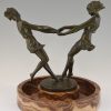 Milieu de table Art Deco en bronze sculpture danseuses