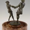 Art Deco centerpiece with bronze sculpture of dancing girls