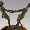 Art Deco bronzen beeld dansende vrouwen