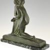 Art Deco bronzen sculptuur moeder met kind