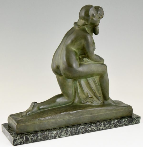 Art Deco bronzen sculptuur moeder met kind