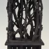 Sculpture années 70 en bois noir avec branches