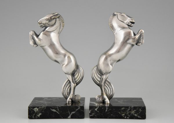 Art Deco bronzen paarden boekensteunen