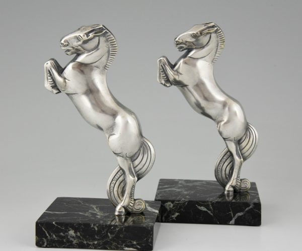 Serre livres Art Deco bronze chevaux