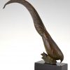 Art Deco bronze pheasant sculpture