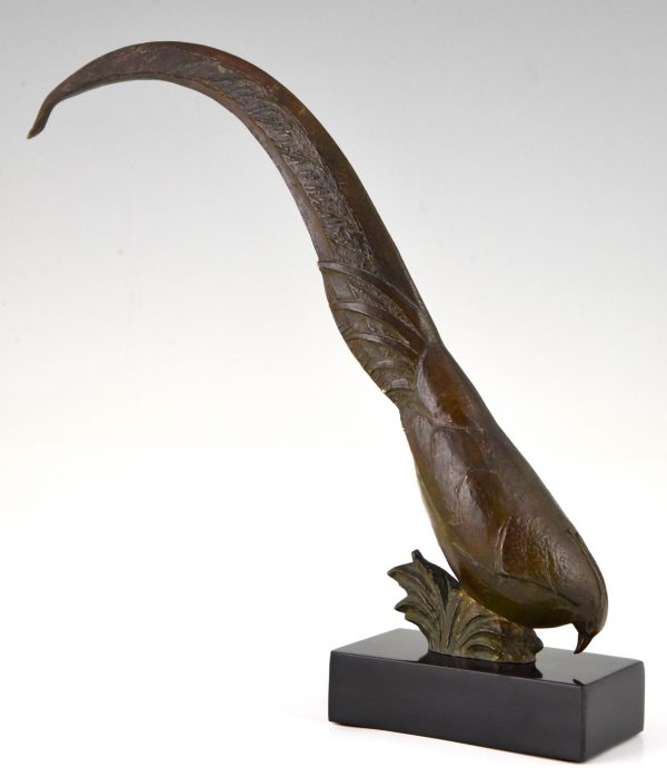 Art Deco bronze pheasant sculpture