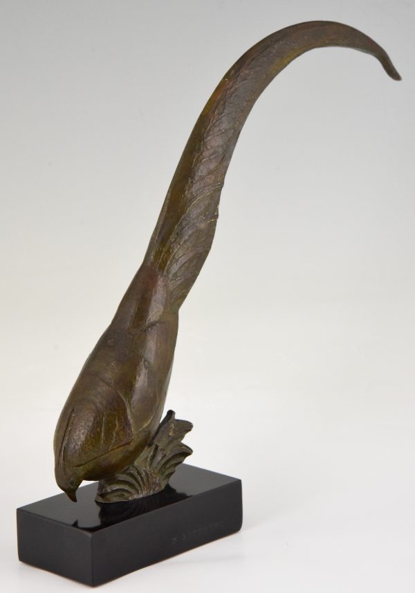 Art Deco bronze pheasant sculpture