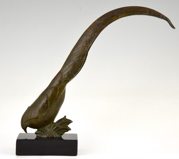 Art Deco bronze pheasant sculpture