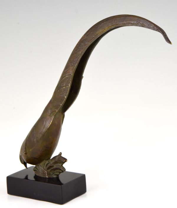 Art Deco bronze pheasant sculpture