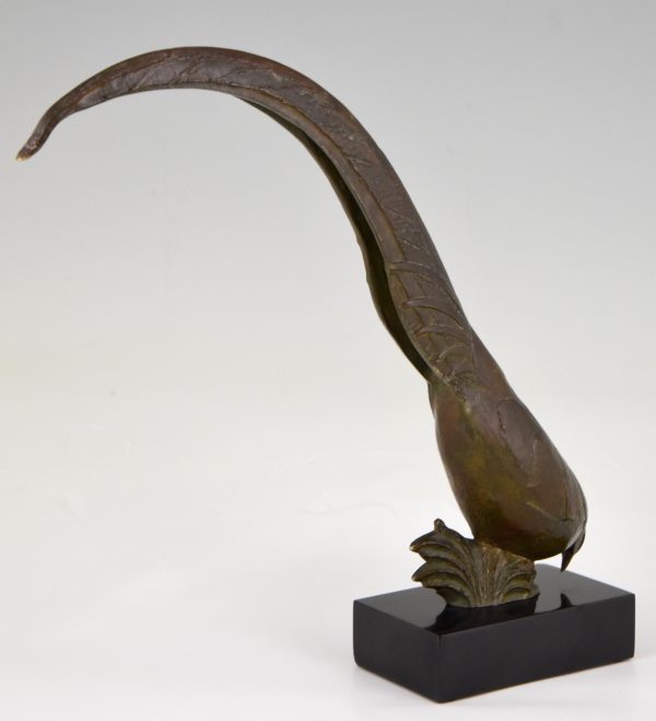 Art Deco bronze pheasant sculpture