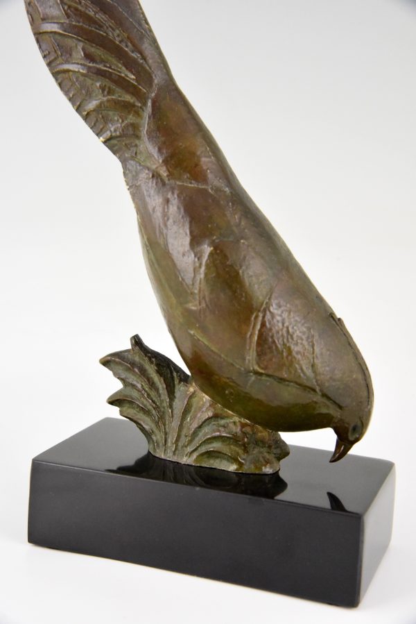 Art Deco bronze pheasant sculpture