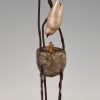 Art Deco bronze sculpture birds in a nest