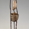 Art Deco bronzen sculptuur vogel op nest