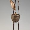 Art Deco bronze sculpture birds in a nest