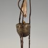 Art Deco bronzen sculptuur vogel op nest