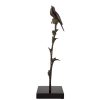 Art Deco bronze sculpture of a bird on a thistle
