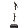 Art Deco Bronzeskulptur eines Vogels auf einer Distel