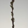 Art Deco bronze sculpture of a bird on a thistle