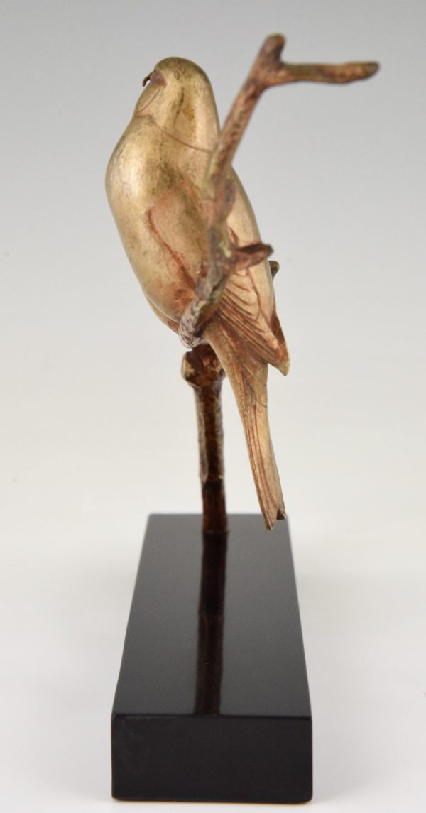 Art Deco bronze sculpture of two birds on a branch