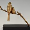 Art Deco bronze sculpture of two birds on a branch