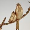 Art Deco sculpture en bronze oiseaux sur une branche