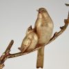 Art Deco bronze sculpture of two birds on a branch