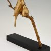 Art Deco bronze sculpture of two birds on a branch