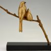 Art Deco bronze sculpture of two birds on a branch