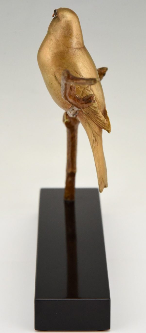 Art Deco bronze sculpture of two birds on a branch