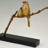 Art Deco bronze sculpture of two birds on a branch