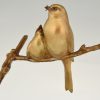 Art Deco bronze sculpture of two birds on a branch