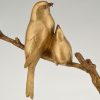 Art Deco sculpture en bronze oiseaux sur une branche