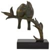 Art Deco bronzen beeld twee vogels op tak