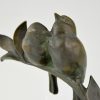 Sculpture en bronze Art Deco deux oiseaux sur une branche