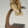 Art Deco bronze sculpture two birds on an ancre