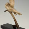 Art Deco bronze sculpture two birds on an ancre